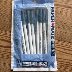 NEW Vintage 1999 Paper Mate Write Bros 10 BLUE Ink Medium Ball Pens Ballpoint